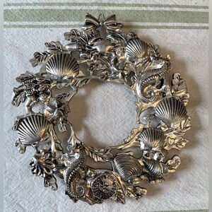 Vintage Godinger Sea Treasures Wreath Nautical Shells Wall Plaque Trivet